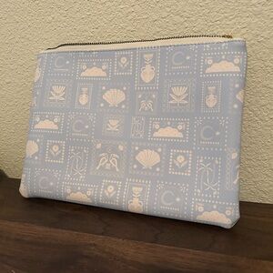 Blue and Cream Patterned Pouch